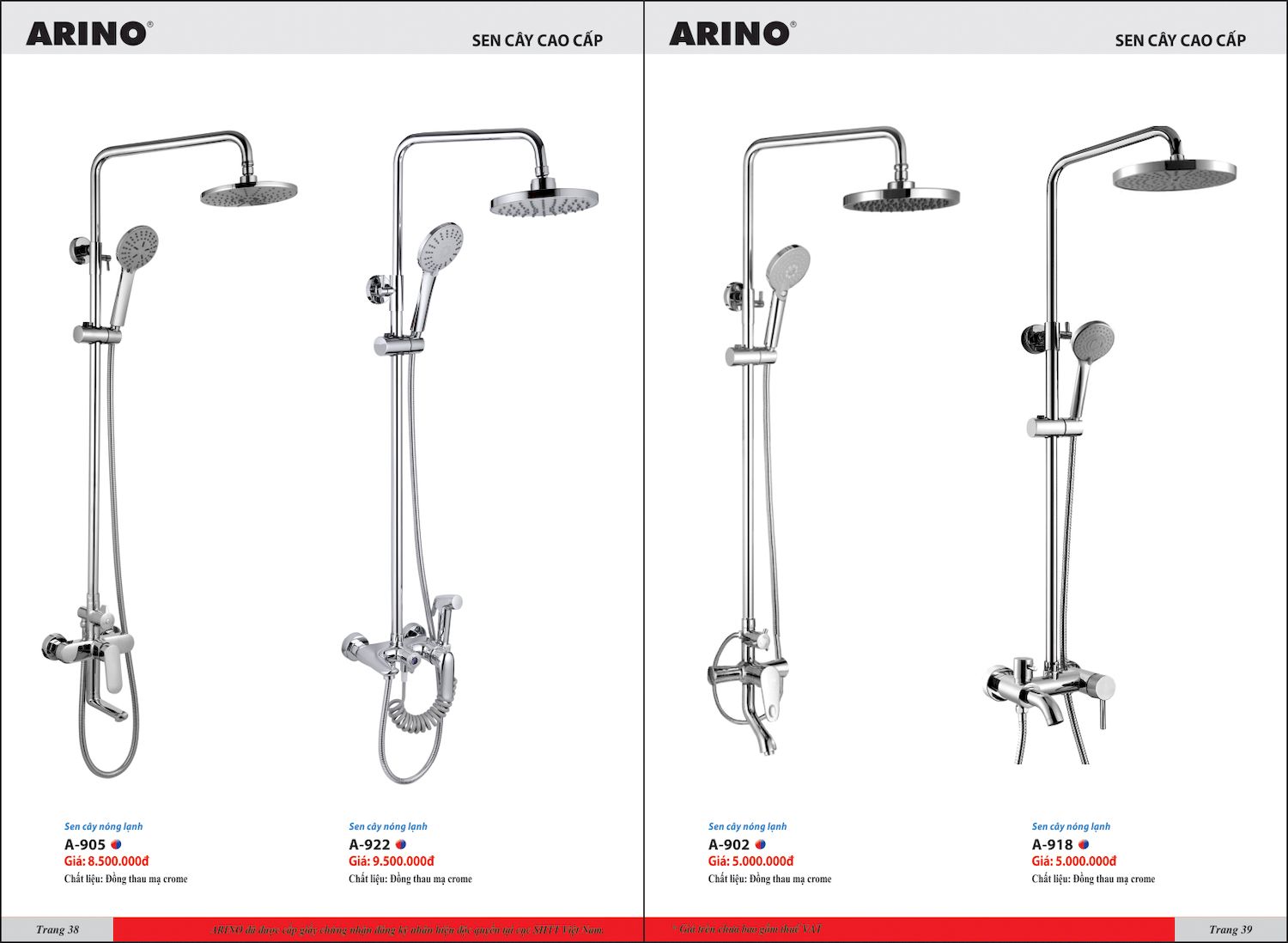Thiết bị vệ sinh ARINO Catalogue và Bảng giá mới nhất /Page 20